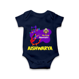 My First Navratri Garba Girl Personalized Romper - NAVY BLUE - New Born (Chest 14")