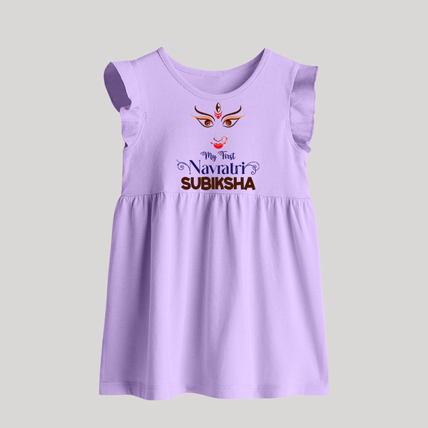 My First Navratri Baby frock | Personalized Baby frock for Navratri Festivities - LILAC - 0 - 3 Months Old (Chest 17")