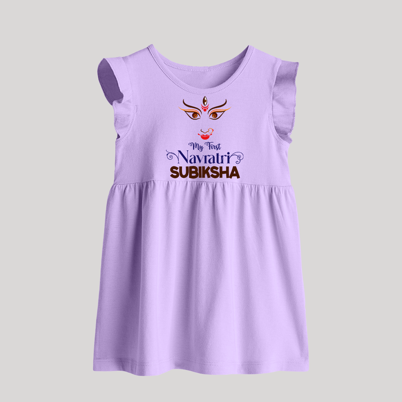 My First Navratri Baby frock | Personalized Baby frock for Navratri Festivities - LILAC - 0 - 3 Months Old (Chest 17")