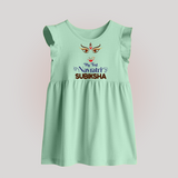 My First Navratri Baby frock | Personalized Baby frock for Navratri Festivities - MINT GREEN - 0 - 3 Months Old (Chest 17")