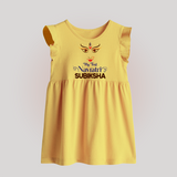 My First Navratri Baby frock | Personalized Baby frock for Navratri Festivities - PASTEL YELLOW - 0 - 3 Months Old (Chest 17")