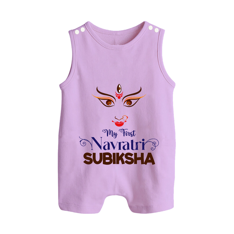 My First Navratri Romper suit/sleeveless romper | Personalized Baby Romper suit/sleeveless romper for Navratri Festivities - LILAC - 0 - 5 Months Old (Chest 18")
