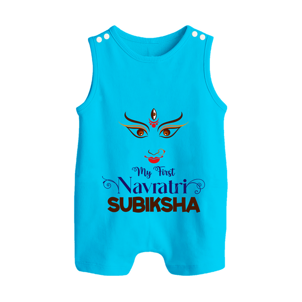 My First Navratri Romper suit/sleeveless romper | Personalized Baby Romper suit/sleeveless romper for Navratri Festivities - SKY BLUE - 0 - 5 Months Old (Chest 18")