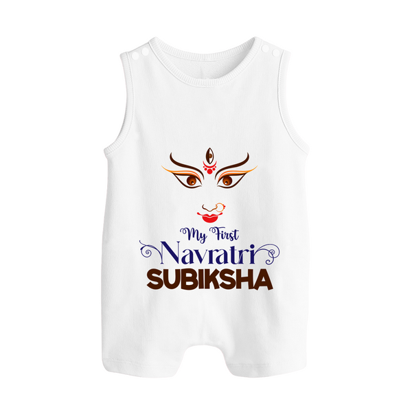 My First Navratri Romper suit/sleeveless romper | Personalized Baby Romper suit/sleeveless romper for Navratri Festivities - WHITE - 0 - 5 Months Old (Chest 18")