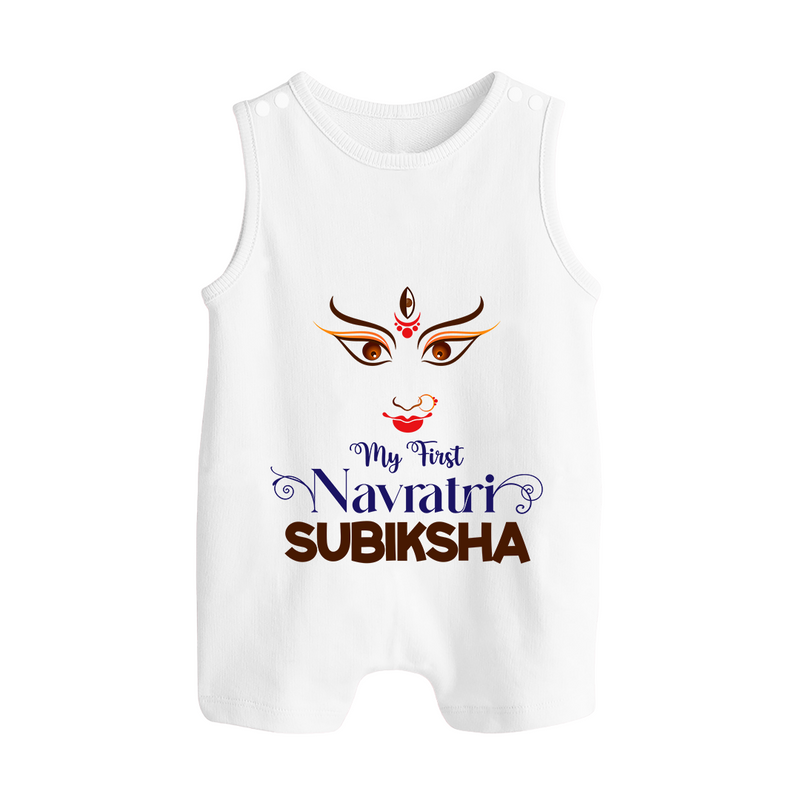 My First Navratri Romper suit/sleeveless romper | Personalized Baby Romper suit/sleeveless romper for Navratri Festivities - WHITE - 0 - 5 Months Old (Chest 18")