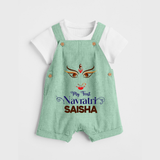 My First Navratri Dandiya Princess Personalized Dungaree - MINT GREEN - 0 - 5 Months Old (Chest 18")