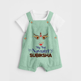 My First Navratri Dungaree set | Personalized Baby Dungaree set for Navratri Festivities - MINT GREEN - 0 - 5 Months Old (Chest 18")