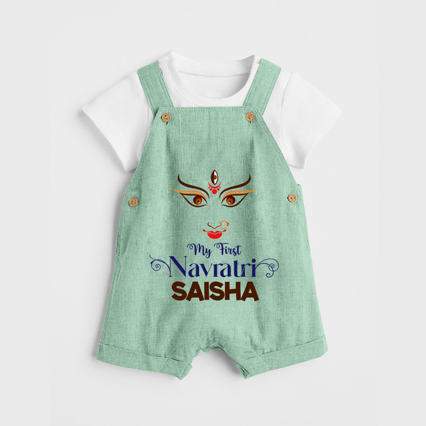 My First Navratri Dandiya Princess Personalized Dungaree - MINT GREEN - 0 - 5 Months Old (Chest 18")