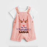 My First Navratri Dandiya Princess Personalized Dungaree - PEACH - 0 - 5 Months Old (Chest 18")