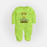 My First Navratri Dandiya Princess Personalized Full Body Suit - LIME GREEN - New Born (Chest 7.5")