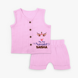 My First Navratri Dandiya Princess Personalized Jabla Set - BABY PINK - 0 - 3 Months Old (Chest 9.8")