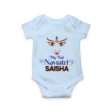 My First Navratri Dandiya Princess Personalized Romper - BABY BLUE - New Born (Chest 14")