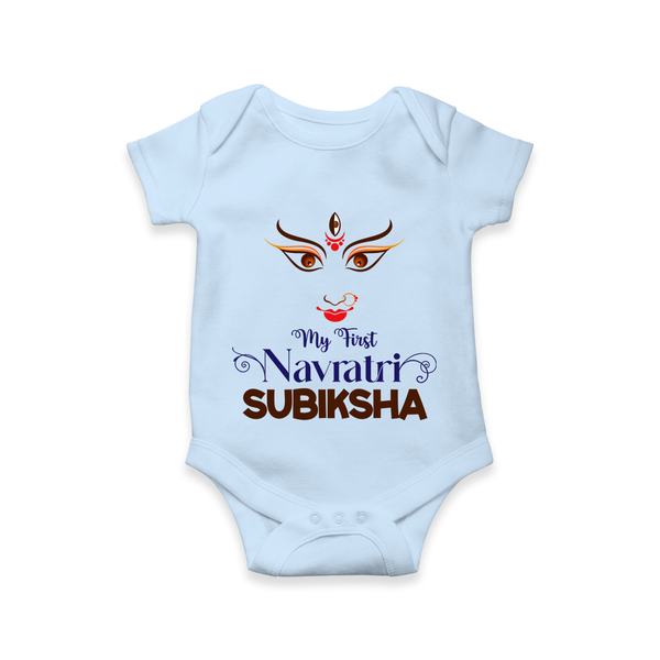 My First Navratri Romper/Onesie | Personalized Baby Romper/Onesie for Navratri Festivities - BABY BLUE - New Born (Chest 14")
