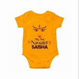 My First Navratri Dandiya Princess Personalized Romper - CHROME YELLOW - New Born (Chest 14")