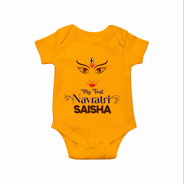 My First Navratri Dandiya Princess Personalized Romper - CHROME YELLOW - New Born (Chest 14")