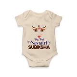My First Navratri Romper/Onesie | Personalized Baby Romper/Onesie for Navratri Festivities - IVORY - New Born (Chest 14")
