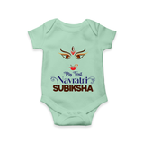 My First Navratri Romper/Onesie | Personalized Baby Romper/Onesie for Navratri Festivities - MINT GREEN - New Born (Chest 14")