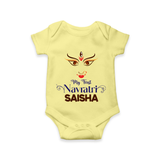 My First Navratri Dandiya Princess Personalized Romper - PASTEL YELLOW - New Born (Chest 14")