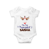 My First Navratri Dandiya Princess Personalized Romper - WHITE - New Born (Chest 14")