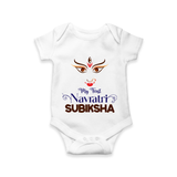 My First Navratri Romper/Onesie | Personalized Baby Romper/Onesie for Navratri Festivities - WHITE - New Born (Chest 14")
