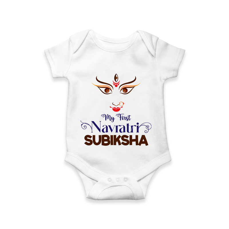 My First Navratri Romper/Onesie | Personalized Baby Romper/Onesie for Navratri Festivities - WHITE - New Born (Chest 14")