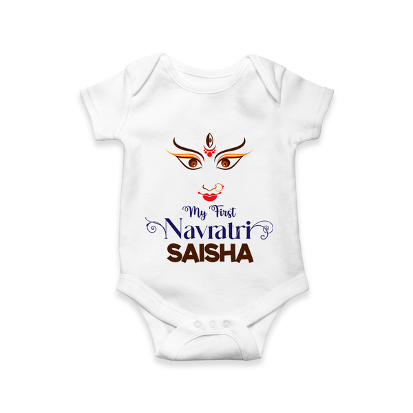 My First Navratri Dandiya Princess Personalized Romper - WHITE - New Born (Chest 14")