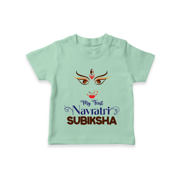 My First Navratri T-shirt | Personalized Baby T-shirt for Navratri Festivities - MINT GREEN - 0-5 Months Old (Chest 17")