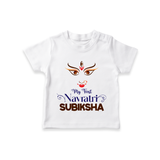 My First Navratri T-shirt | Personalized Baby T-shirt for Navratri Festivities - WHITE - 0-5 Months Old (Chest 17")