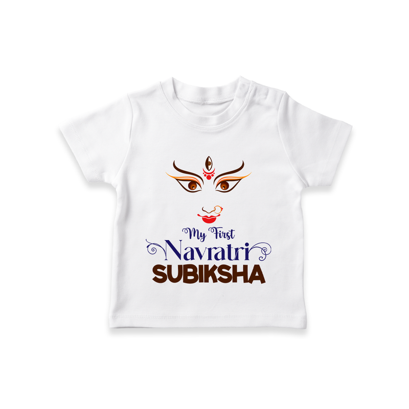 My First Navratri T-shirt | Personalized Baby T-shirt for Navratri Festivities - WHITE - 0-5 Months Old (Chest 17")