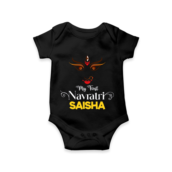 My First Navratri Dandiya Princess Personalized Romper - BLACK - New Born (Chest 14")