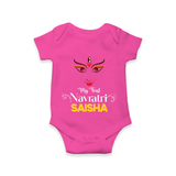 My First Navratri Dandiya Princess Personalized Romper - HOT PINK - New Born (Chest 14")