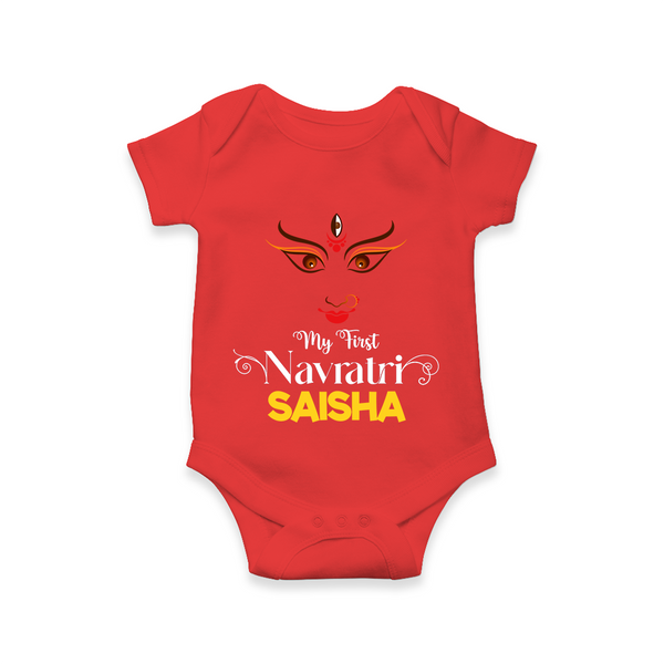 My First Navratri Dandiya Princess Personalized Romper - RED - New Born (Chest 14")