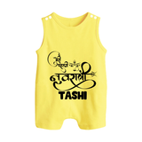My First Navratri Devi Eyes Personalized Button Romper - PASTEL YELLOW - New Born (Chest 18")