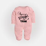 My First Navratri Devi Eyes Personalized Full Body Suit - BABY PINK - New Born (Chest 7.5")