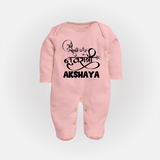My First Navratri Sleep suit/full sleeve body suit | Custom Baby Sleep suit/full sleeve body suit for Baby's First Navratri - BABY PINK - New Born (Chest 7.5")