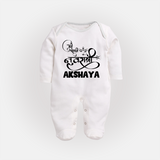 My First Navratri Sleep suit/full sleeve body suit | Custom Baby Sleep suit/full sleeve body suit for Baby's First Navratri - WHITE - New Born (Chest 7.5")