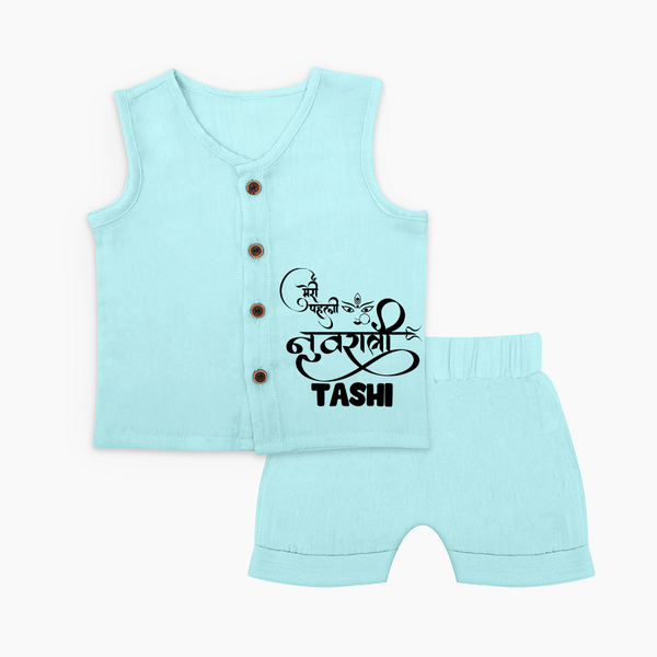 My First Navratri Devi Eyes Personalized Jabla Set - BABY BLUE - 0 - 3 Months Old (Chest 9.8")