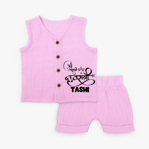 My First Navratri Devi Eyes Personalized Jabla Set - BABY PINK - 0 - 3 Months Old (Chest 9.8")