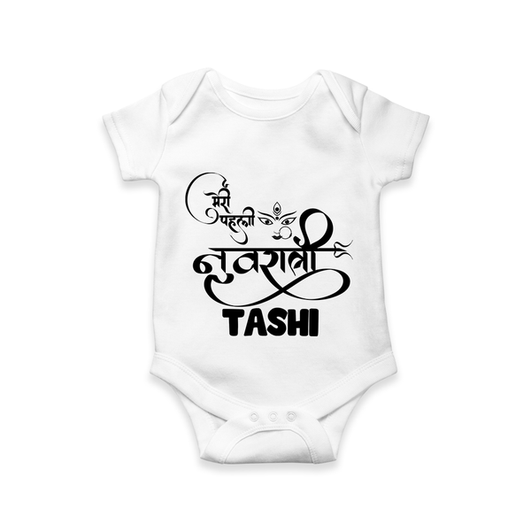 My First Navratri Devi Eyes Personalized Romper - WHITE - New Born (Chest 14")