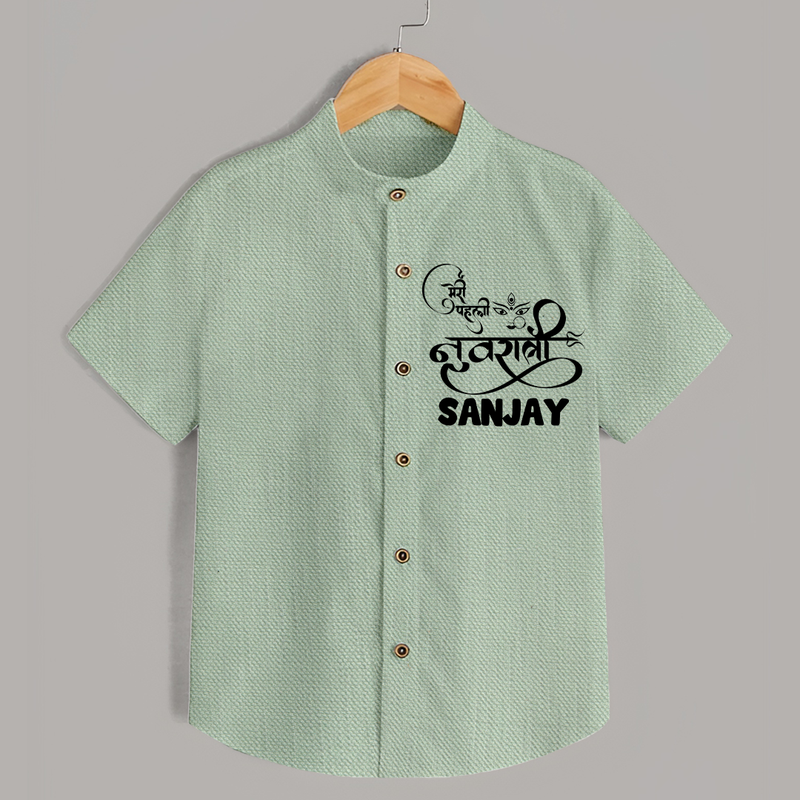 My First Navratri Shirt | Custom Baby Shirt for Baby's First Navratri - MINT GREEN - 0 - 6 Months Old (Chest 23")
