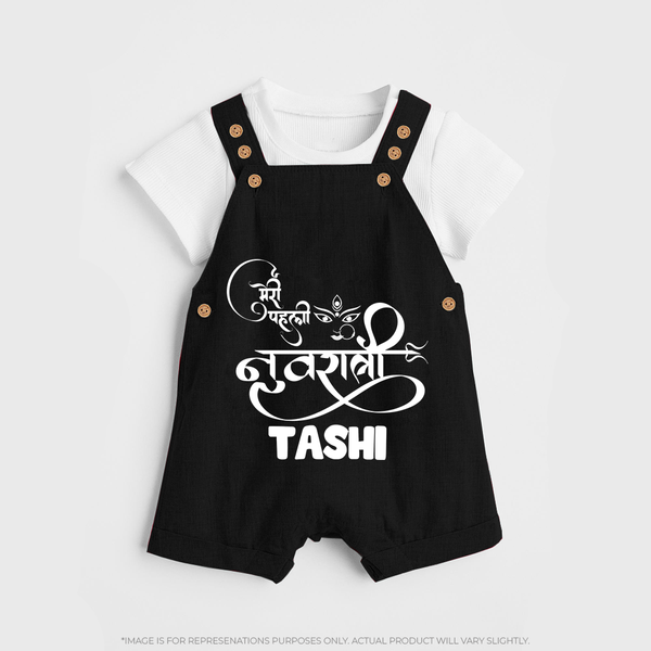 My First Navratri Devi Eyes Personalized Dungaree - BLACK - 0 - 5 Months Old (Chest 18")