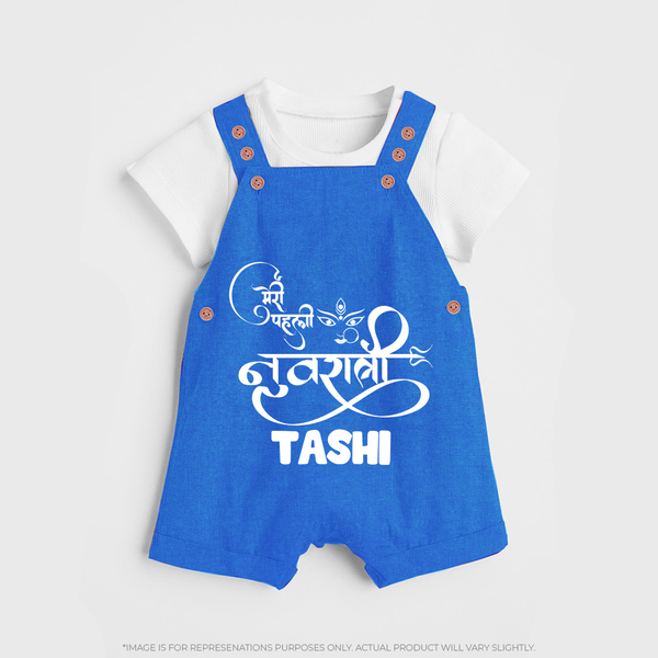 My First Navratri Devi Eyes Personalized Dungaree - COBALT BLUE - 0 - 5 Months Old (Chest 18")