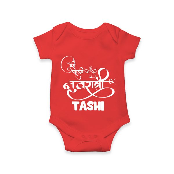 My First Navratri Devi Eyes Personalized Romper - RED - New Born (Chest 14")