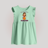 Meri Pehli Navratri Calligraphy Personalized Baby Frock - MINT GREEN - 0 - 3 Months Old (Chest 17")