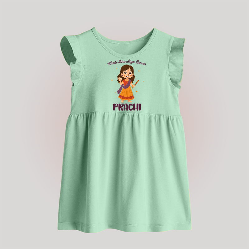 Choti Dandiya Queen Baby frock | Personalized Baby Baby frock for Garba Fun - MINT GREEN - 0 - 3 Months Old (Chest 17")