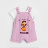 Choti Dandiya Queen Dungaree Set | Personalized Baby Dungaree Set for Garba Fun - BABY PINK - 0 - 5 Months Old (Chest 18")