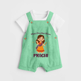 Choti Dandiya Queen Dungaree Set | Personalized Baby Dungaree Set for Garba Fun - GREEN - 0 - 5 Months Old (Chest 18")