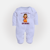 Meri Pehli Navratri Calligraphy Personalized Full Body Suit - BABY BLUE - New Born (Chest 7.5")