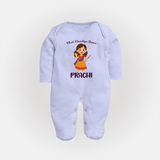 Choti Dandiya Queen Sleep suit/full sleeve body suit | Personalized Baby Sleep suit/full sleeve body suit for Garba Fun - BABY BLUE - New Born (Chest 7.5")