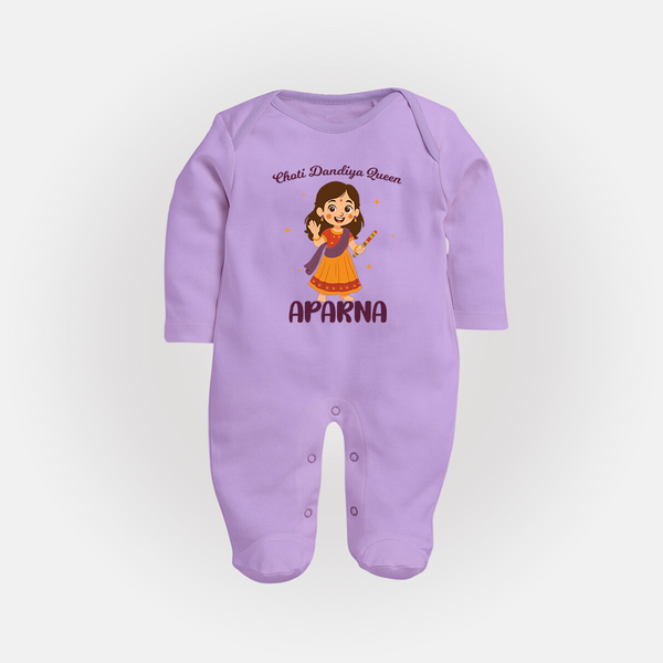 Meri Pehli Navratri Calligraphy Personalized Full Body Suit - LILAC - New Born (Chest 7.5")